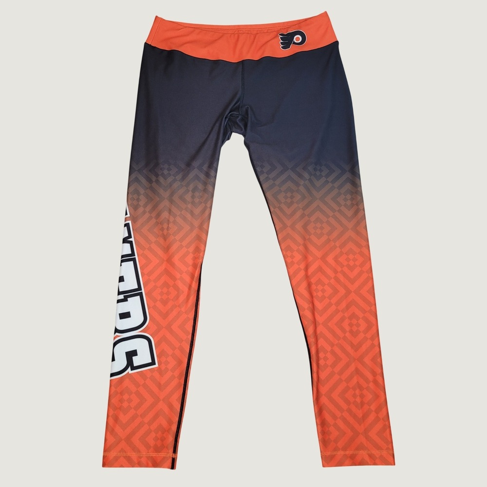 NHL Philadelphia Flyers Womens XL Leggings Orange Black Ombre Yoga Pants